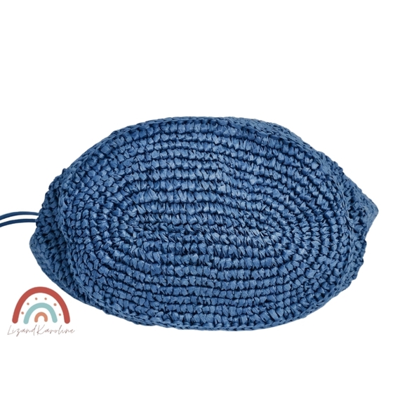 New! Madewell The Camren Straw Bag with Leather Trim in Distant Ocean - Picture 11 of 16